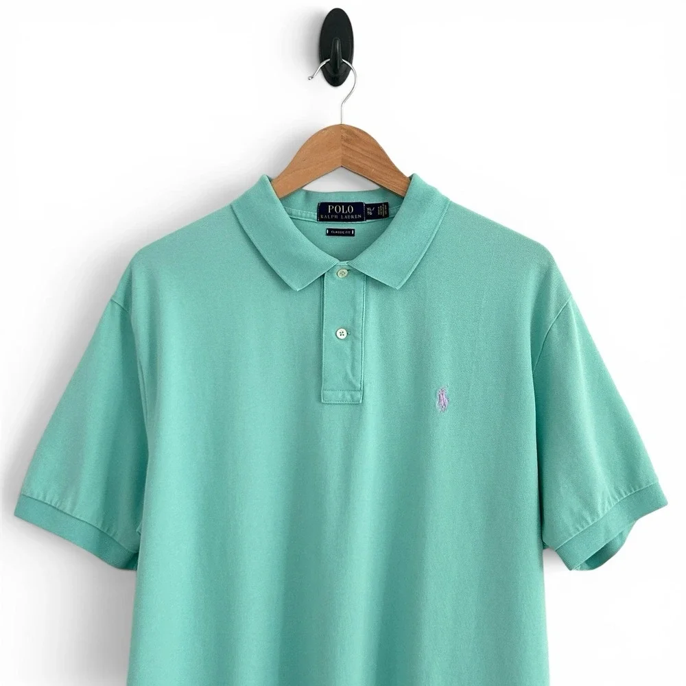 Polo by Ralph Lauren Men's XL Green Classic Fit 100% Cotton Mesh Knit Polo Shirt
